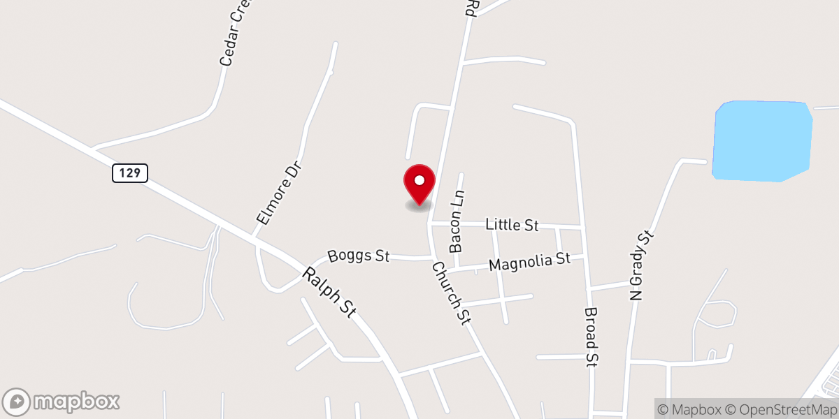 Map showing location of Evans County Community Center