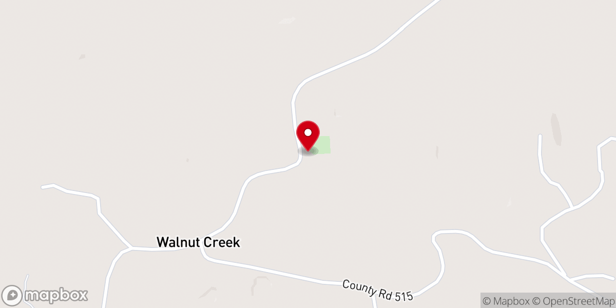 Map showing location of Walnut Creek Church