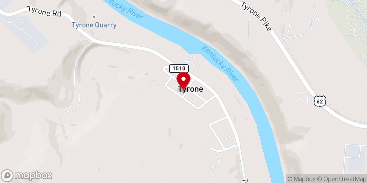 Map showing location of Tyrone Baptist Church