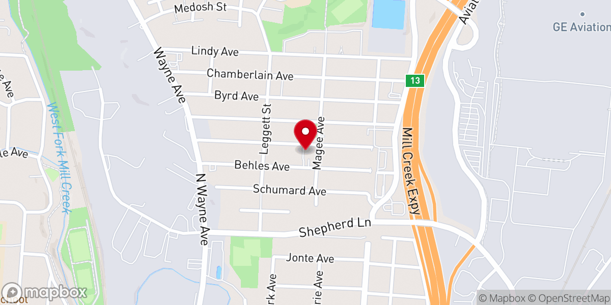 Map showing location of Mt Moriah Baptist Church