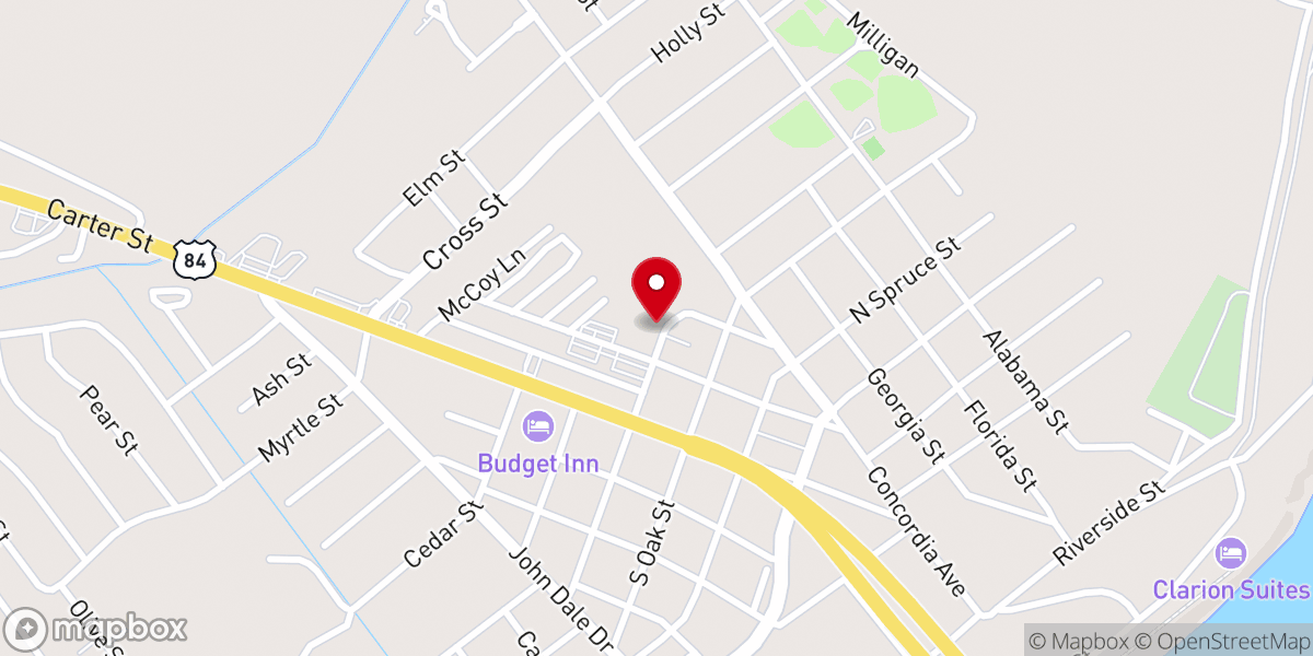 Map showing location of First Baptist Church