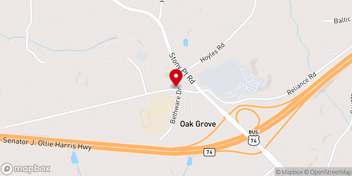 Map showing location of David Baptist Church