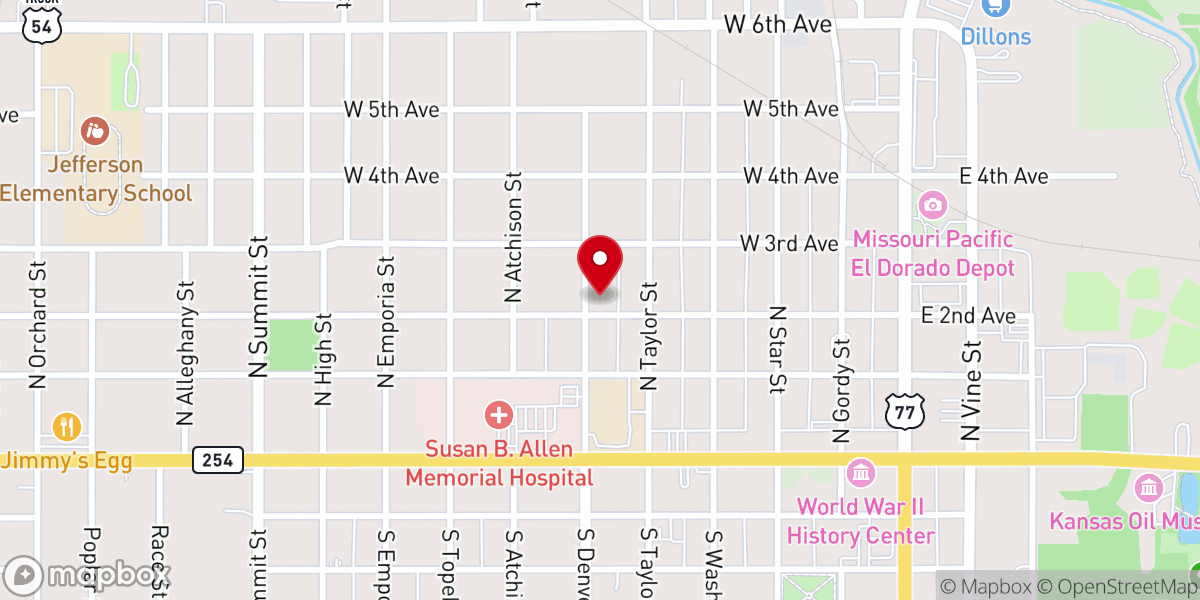 Map showing location of St John the Evangelist's Catholic Church, El Dorado