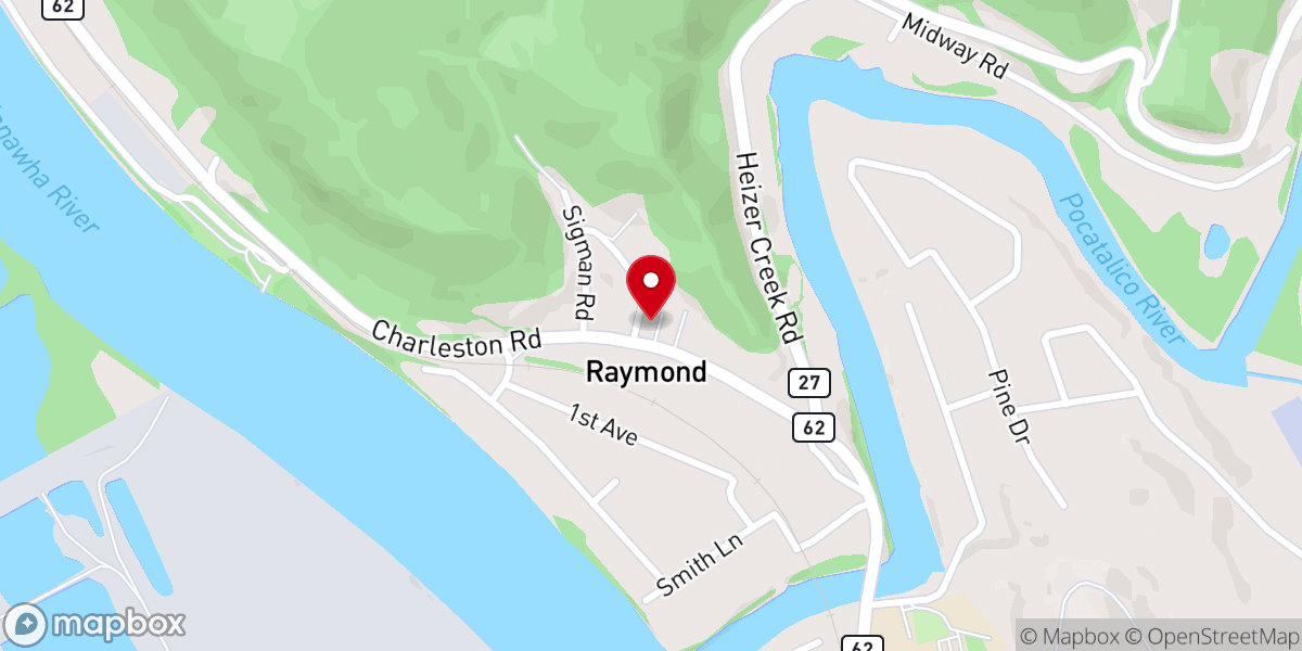 Map showing location of Raymond City Community Church