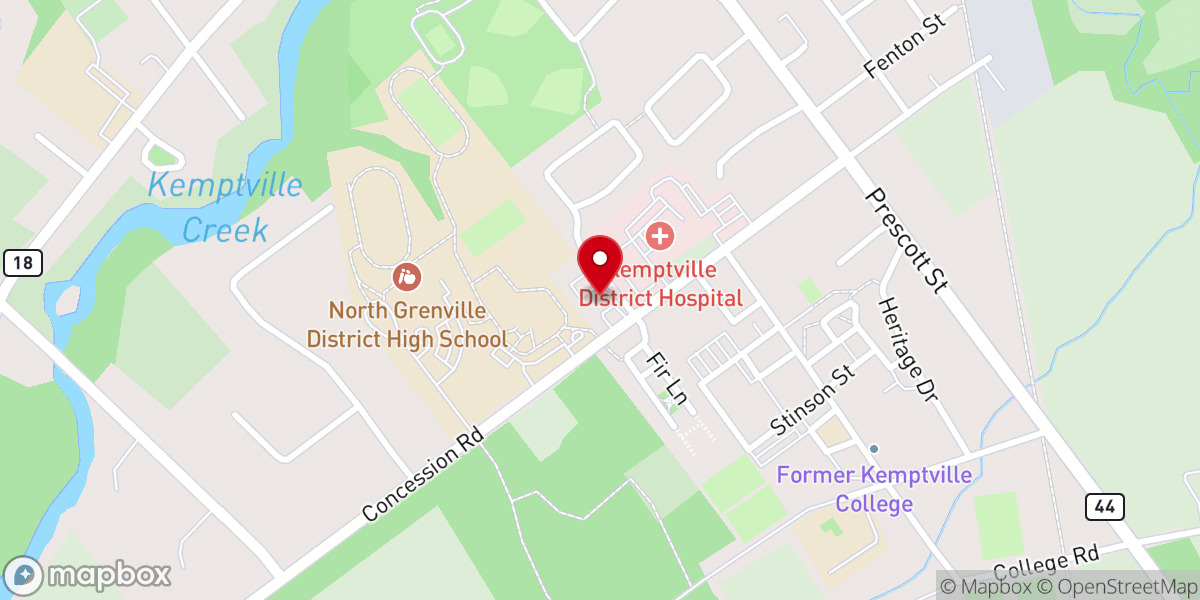 Map showing location of North Grenville Community Church