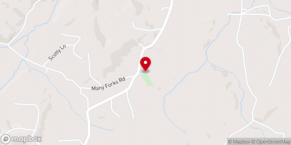 Map showing location of Many Forks Church