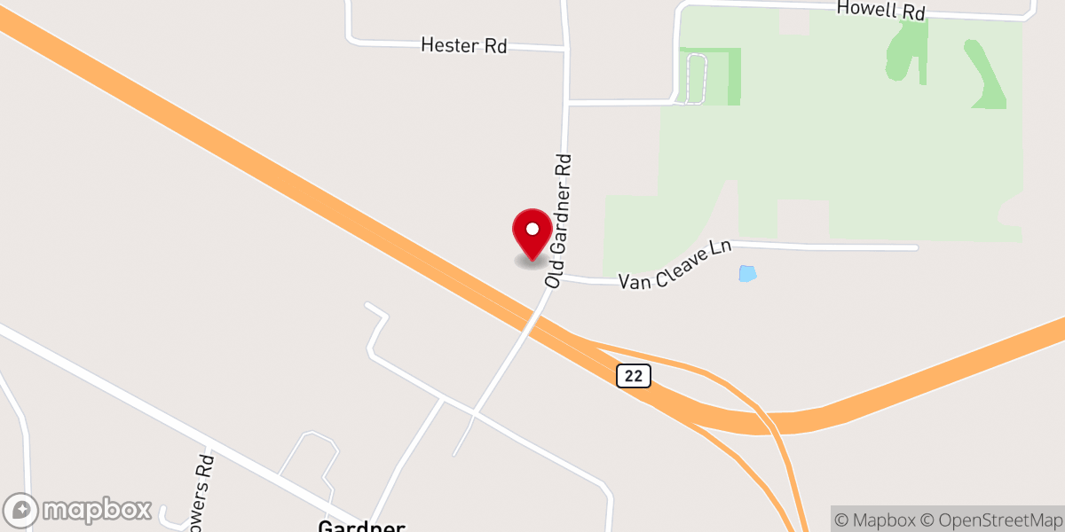 Map showing location of Gardner Methodist Church