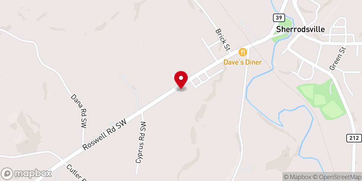 Map showing location of Sherrodsville Calvary Church