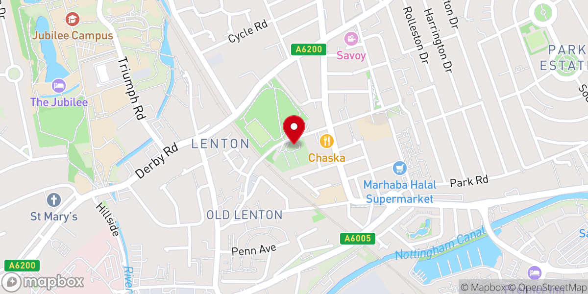 Map showing location of Holy Trinity Church, Lenton