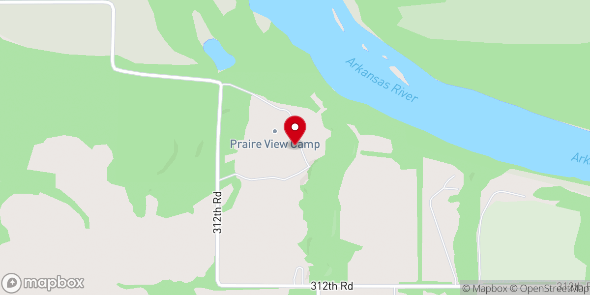 Map showing location of Prairie View Christian Camp
