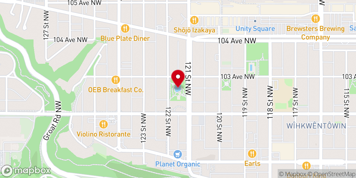 Map showing location of Paul Kane Park