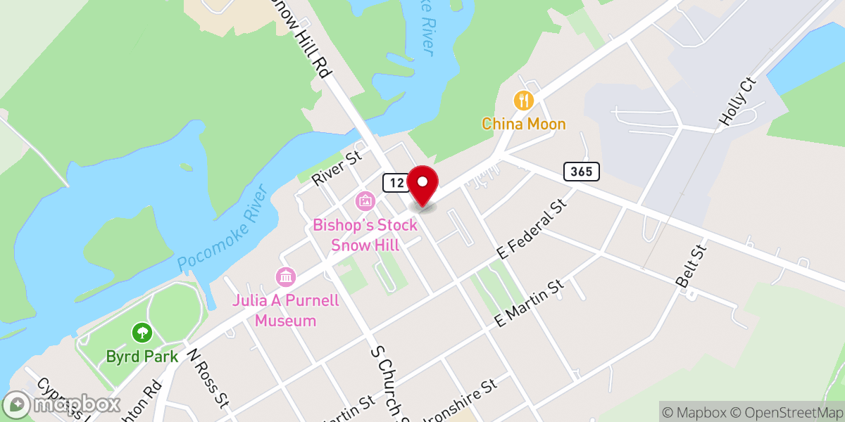 Map showing location of Snow Hill