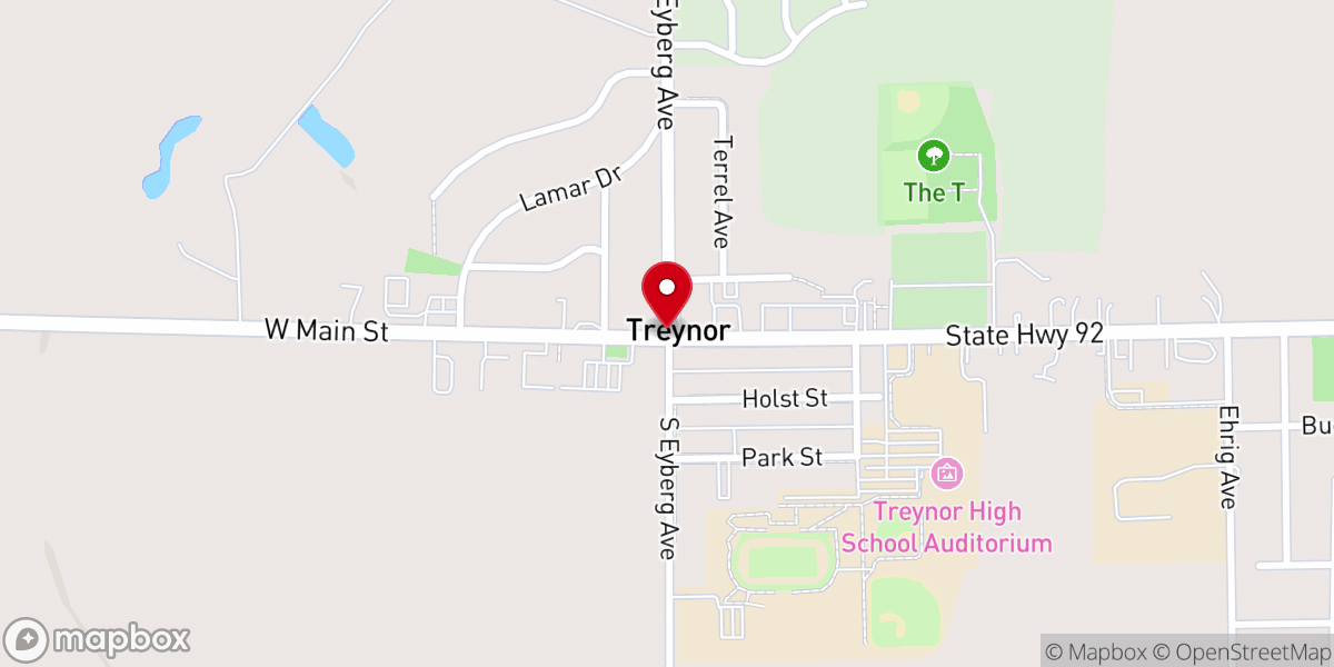 Map showing location of Treynor