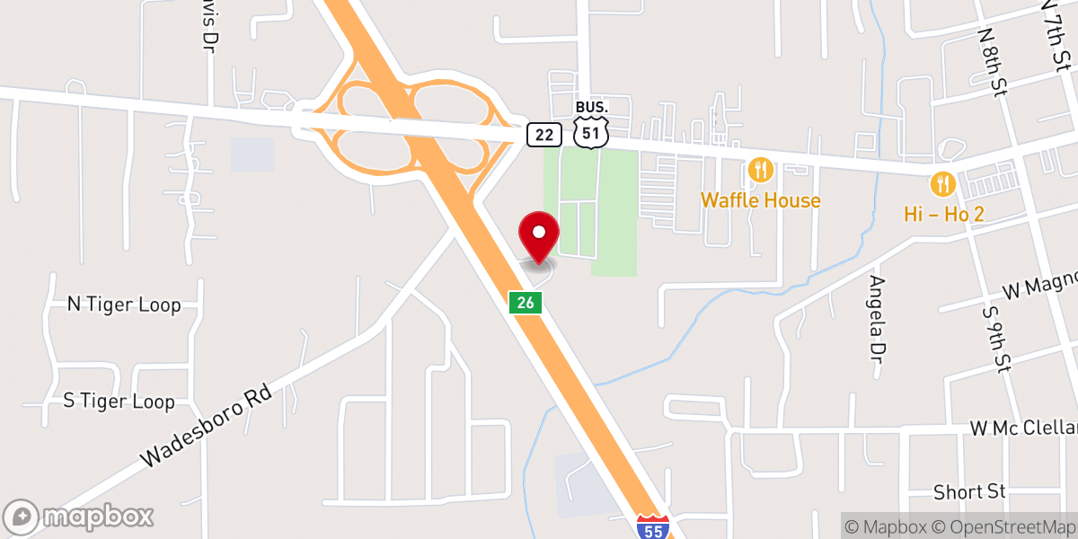 Map showing location of Jesus Name Holiness Church