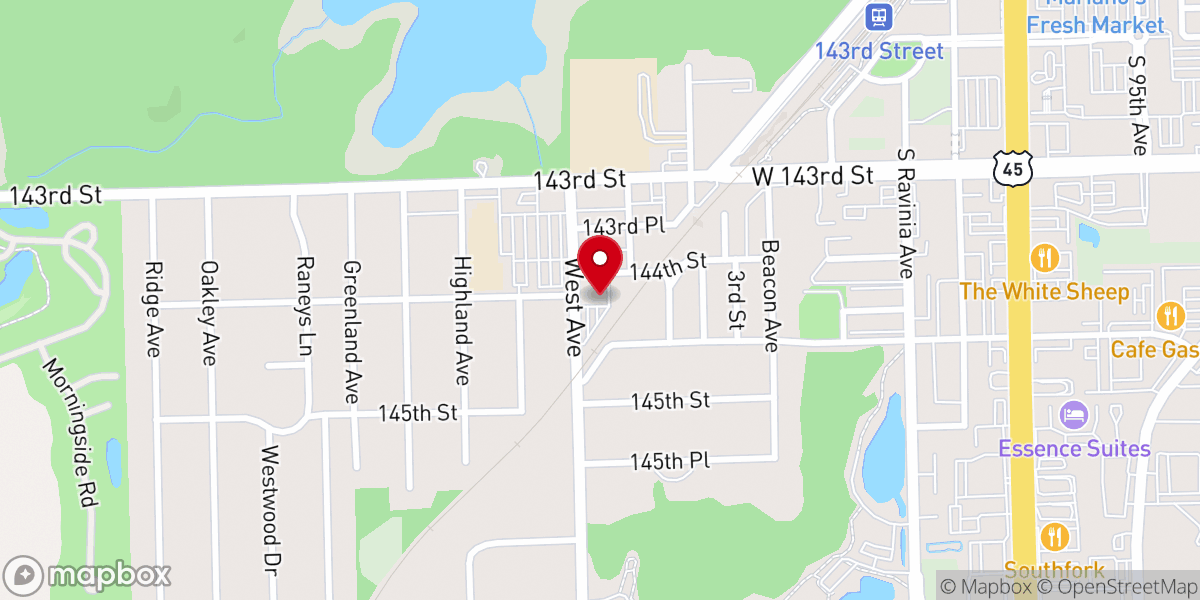 Map showing location of Orland Park United Methodist Church