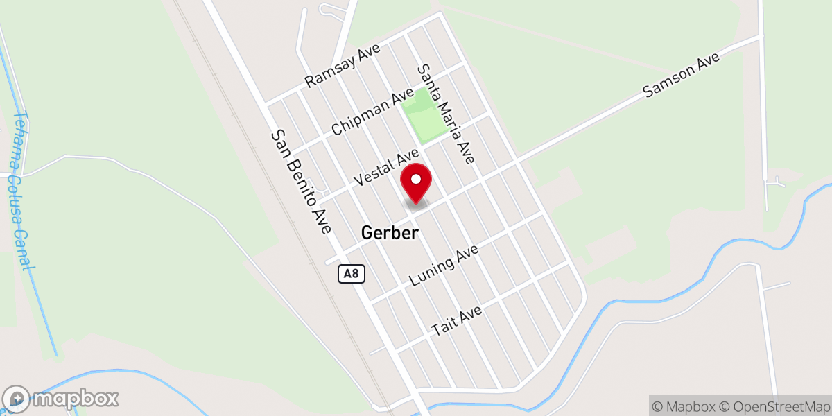 Map showing location of Gerber Bible Fellowship
