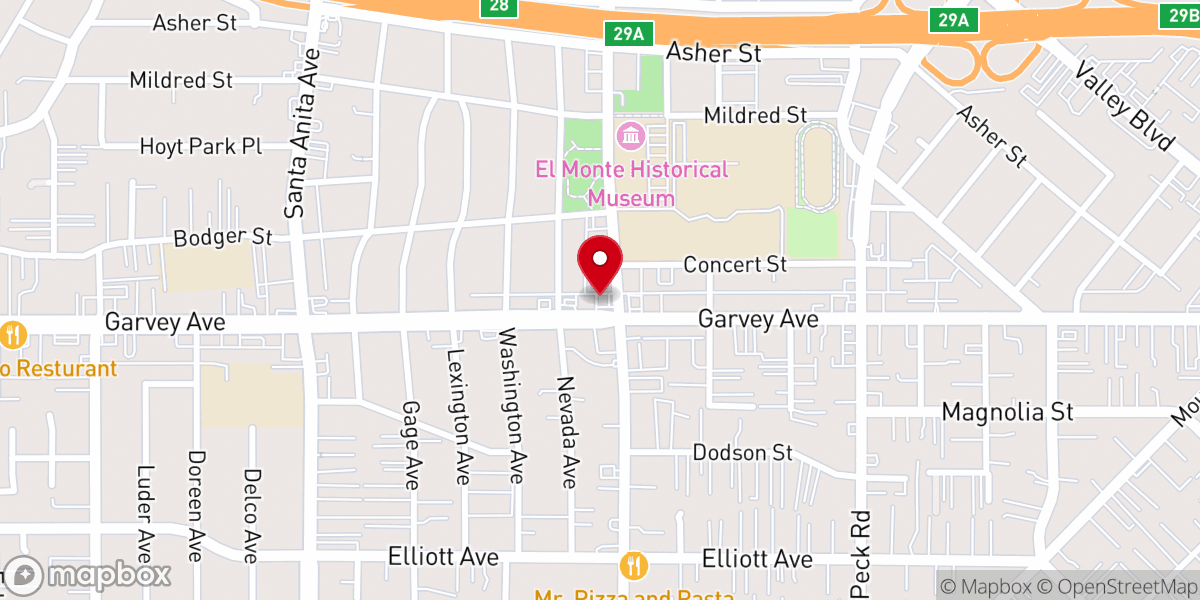 Map showing location of Church's Texas Chicken