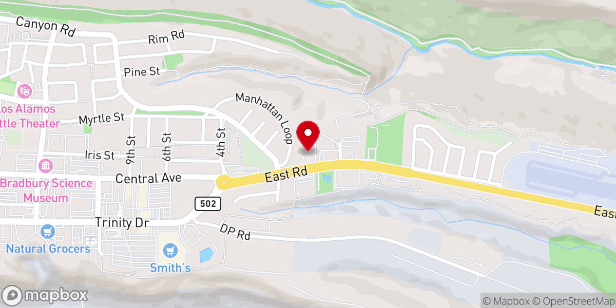 Map showing location of Christian Church of Los Alamos