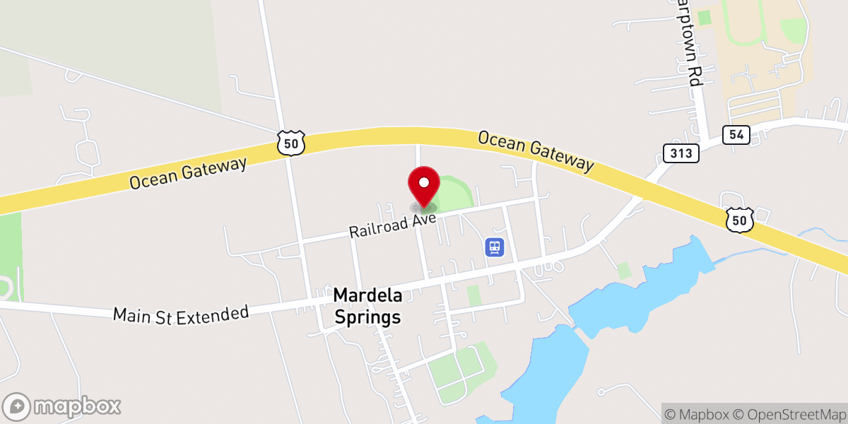 Map showing location of Mardela Springs Town Hall