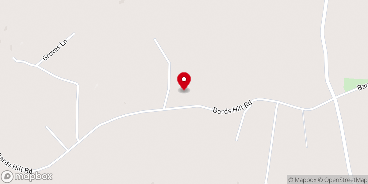 Map showing location of Bards Hill Church