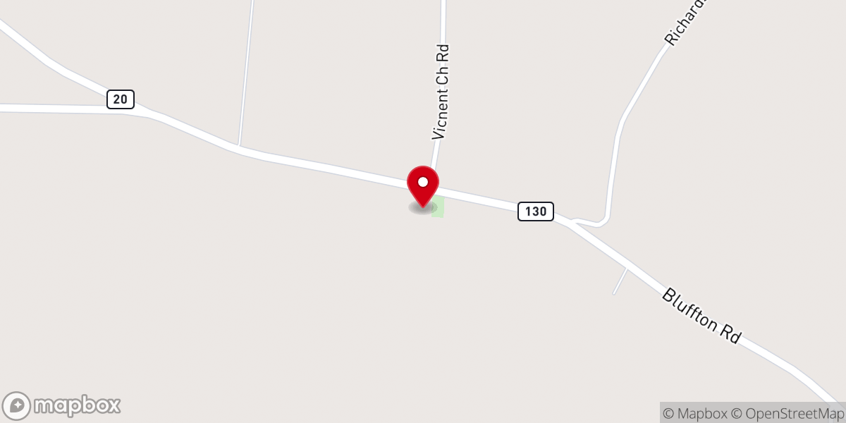 Map showing location of Vincent United Methodist Church