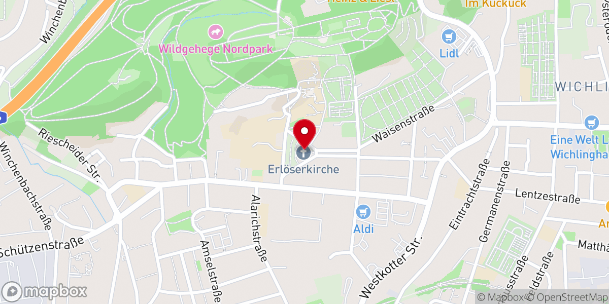 Map showing location of Erlöserkirche - Evangelische Kirchengemeinde Wichlinghausen-Nächstebreck