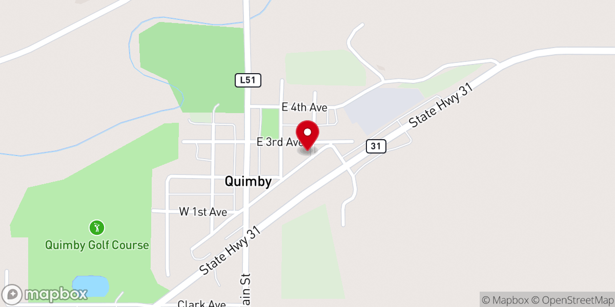 Map showing location of Quimby Baptist Church