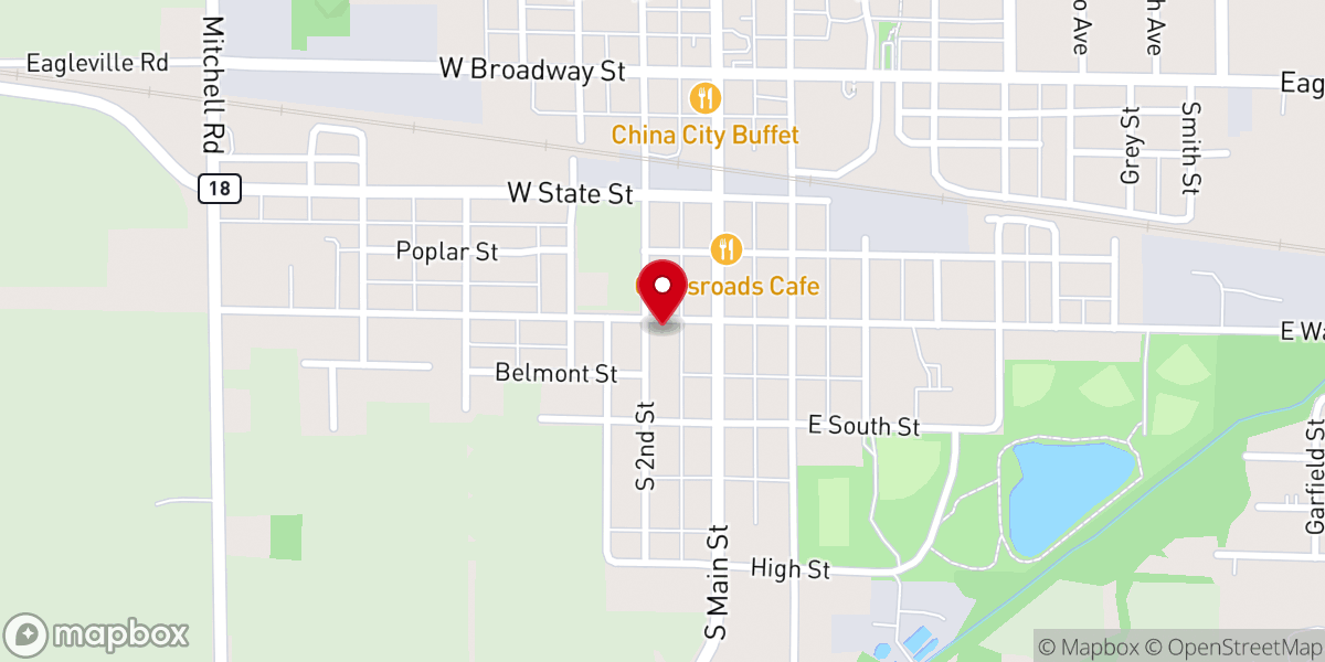 Map showing location of St James United Methodist Church