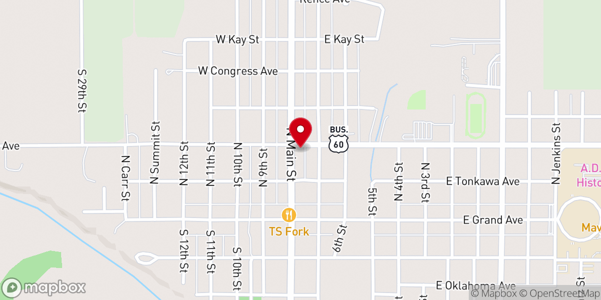 Map showing location of First Baptist Church Tonkawa