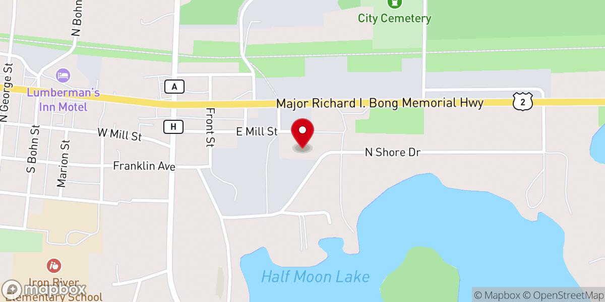 Map showing location of Iron River Community Center
