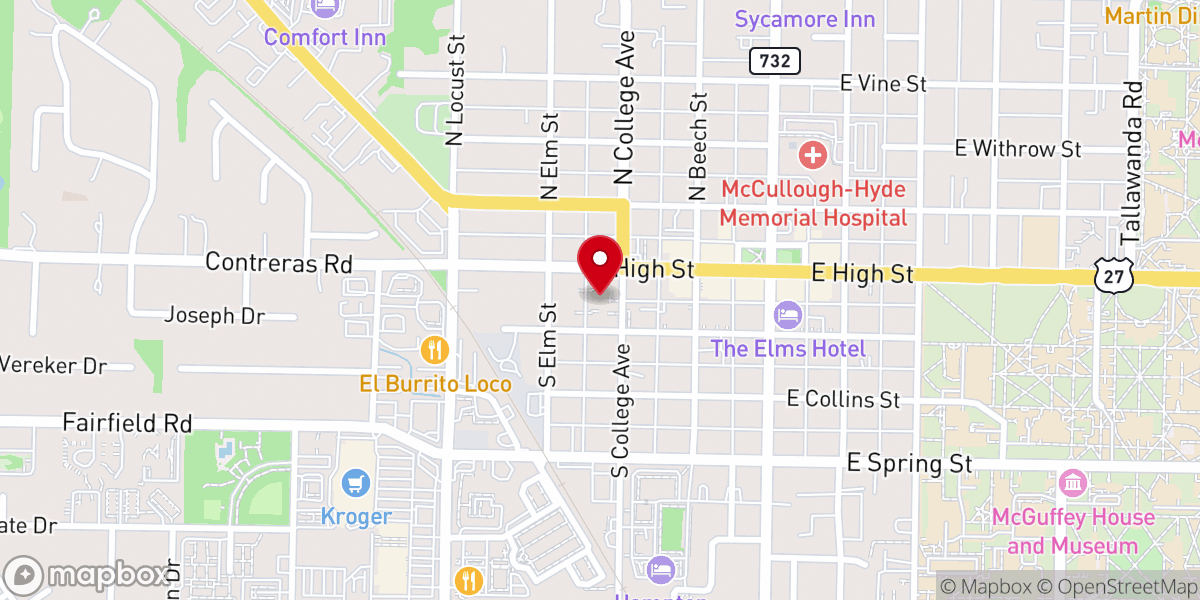 Map showing location of Oxford Community Arts Center