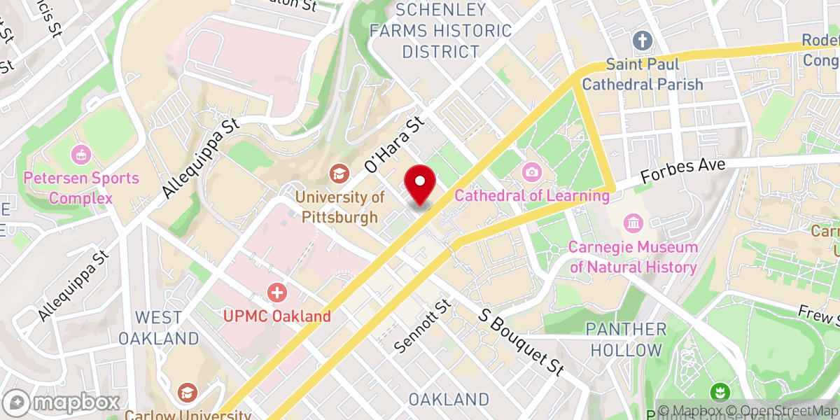 Map showing location of Bellefield Presbyterian Church
