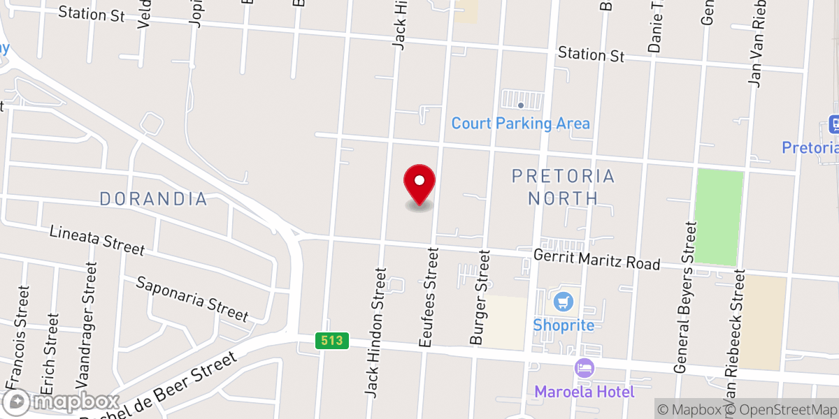 Map showing location of Pretoria North Methodist Church