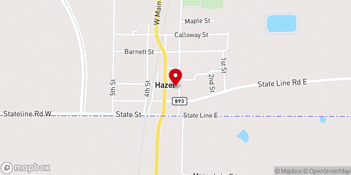 Map showing location of Hazel Church of Christ