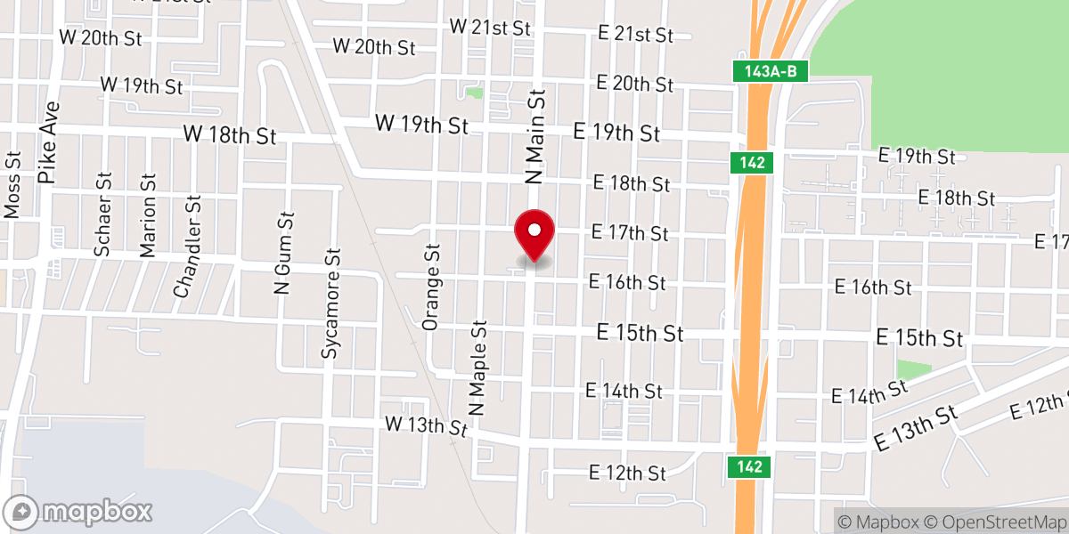 Map showing location of Evangelistic Baptist Church