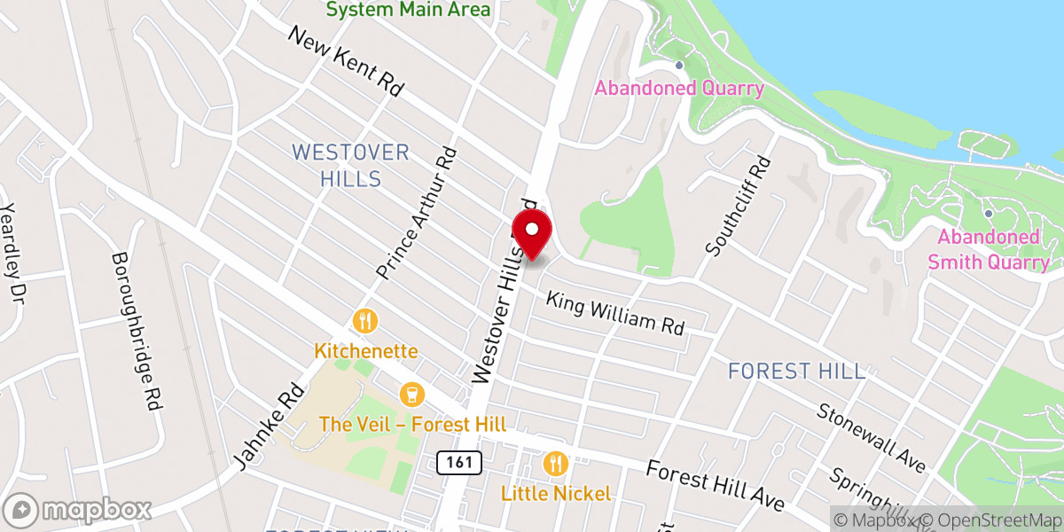Map showing location of Westover Hills United Methodist Church