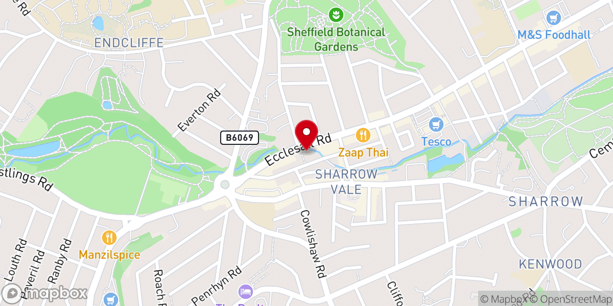 Map showing location of The Well Sheffield