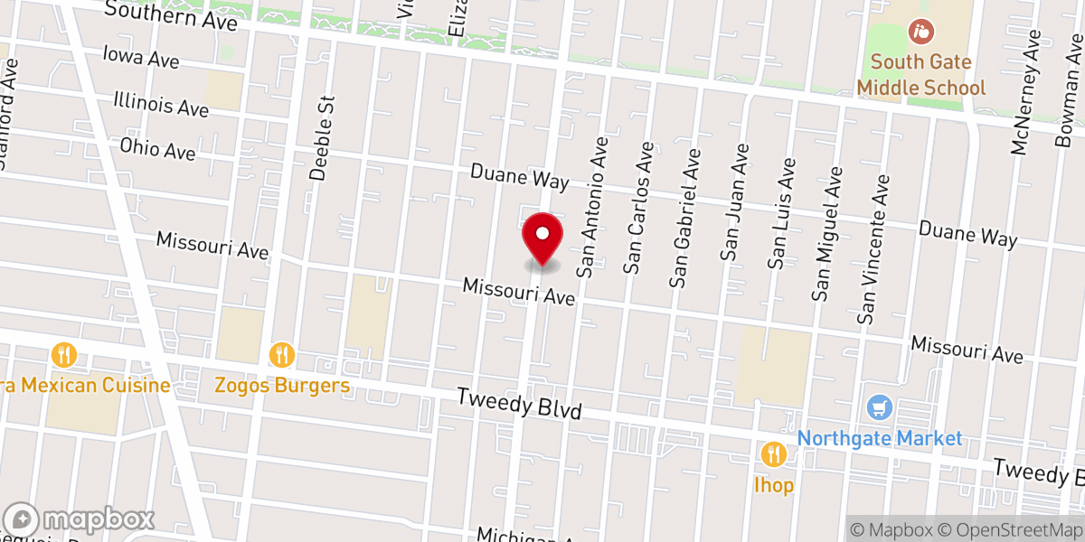 Map showing location of Iglesia La Senda Antigua South Gate