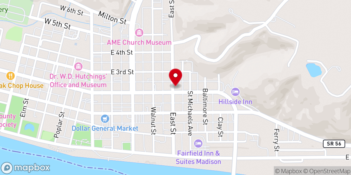 Map showing location of St Johns United Church-Christ
