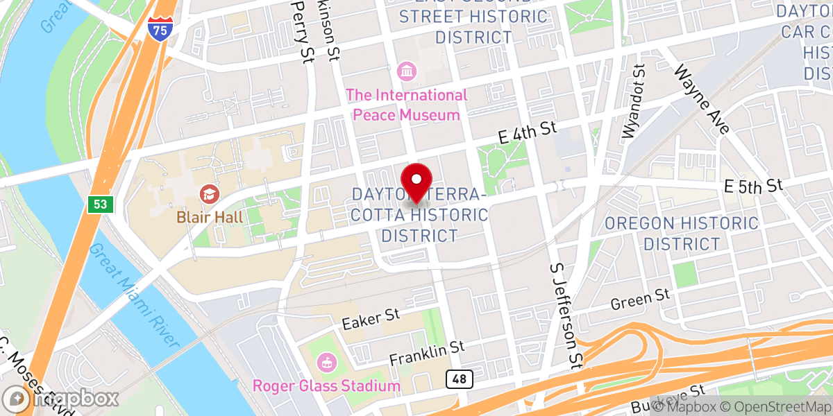 Map showing location of St. John's Lutheran Church