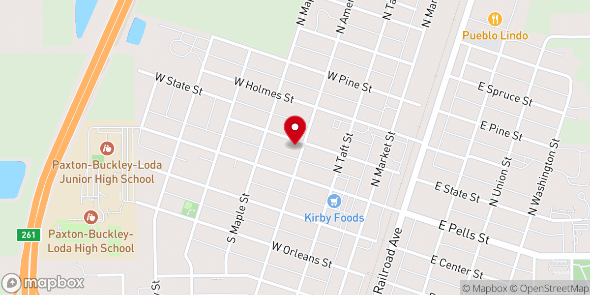 Map showing location of Paxton Church of the Nazarene