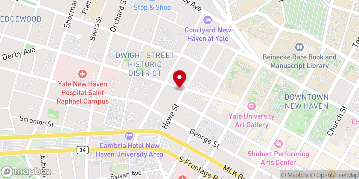 Map showing location of Central Connecticut Coast YMCA