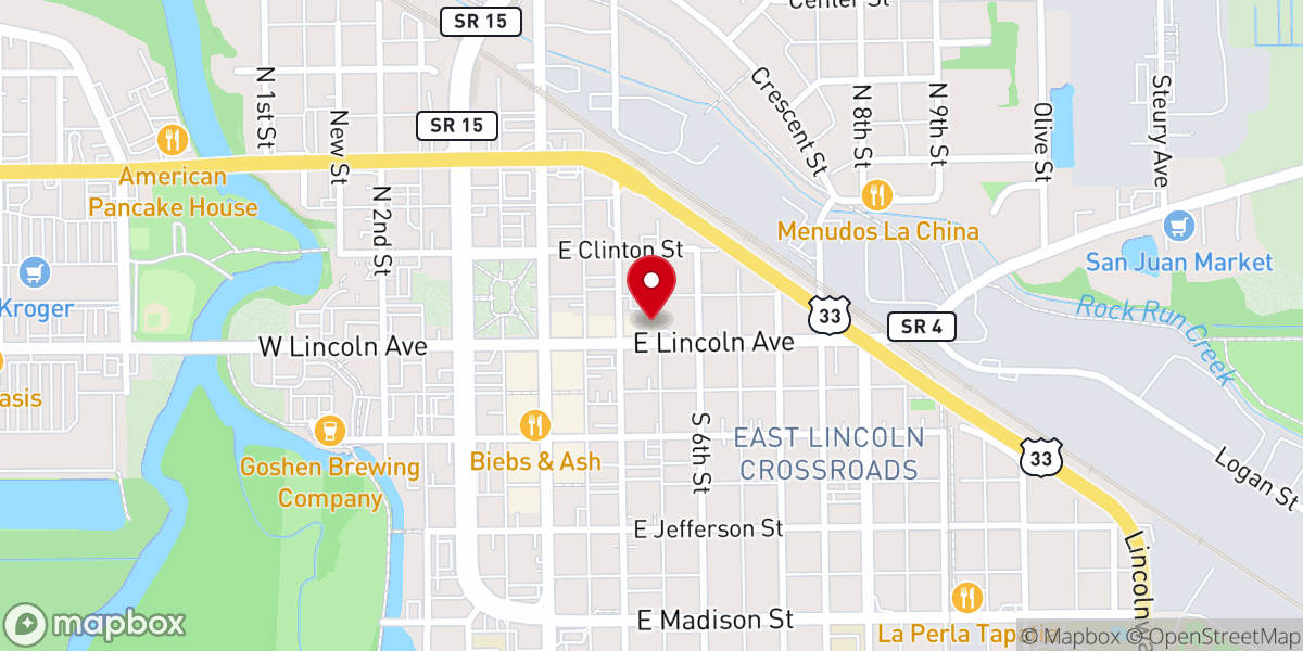 Map showing location of First Presbyterian Church Goshen