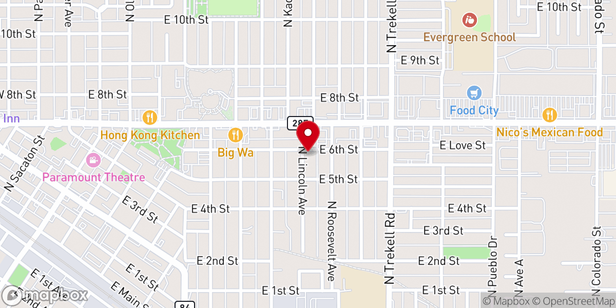 Map showing location of New Life Covenant Church Assemblies of God