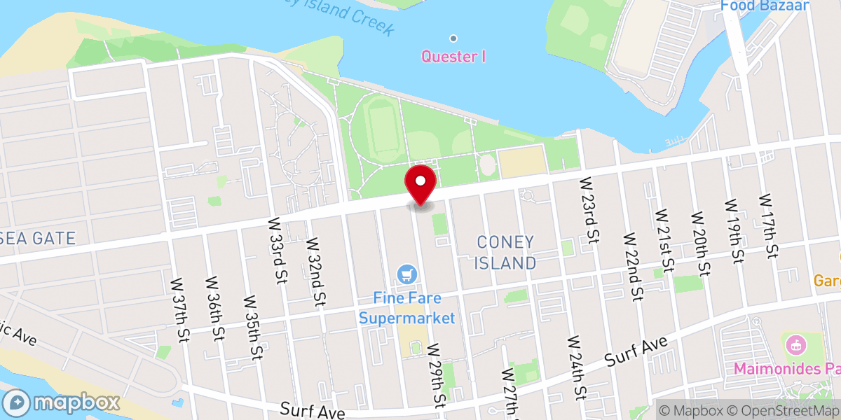 Map showing location of Coney Island Gospel Assembly