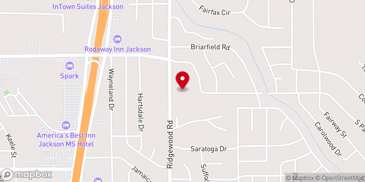 Map showing location of Sojourner Church, PCA Jackson, MS