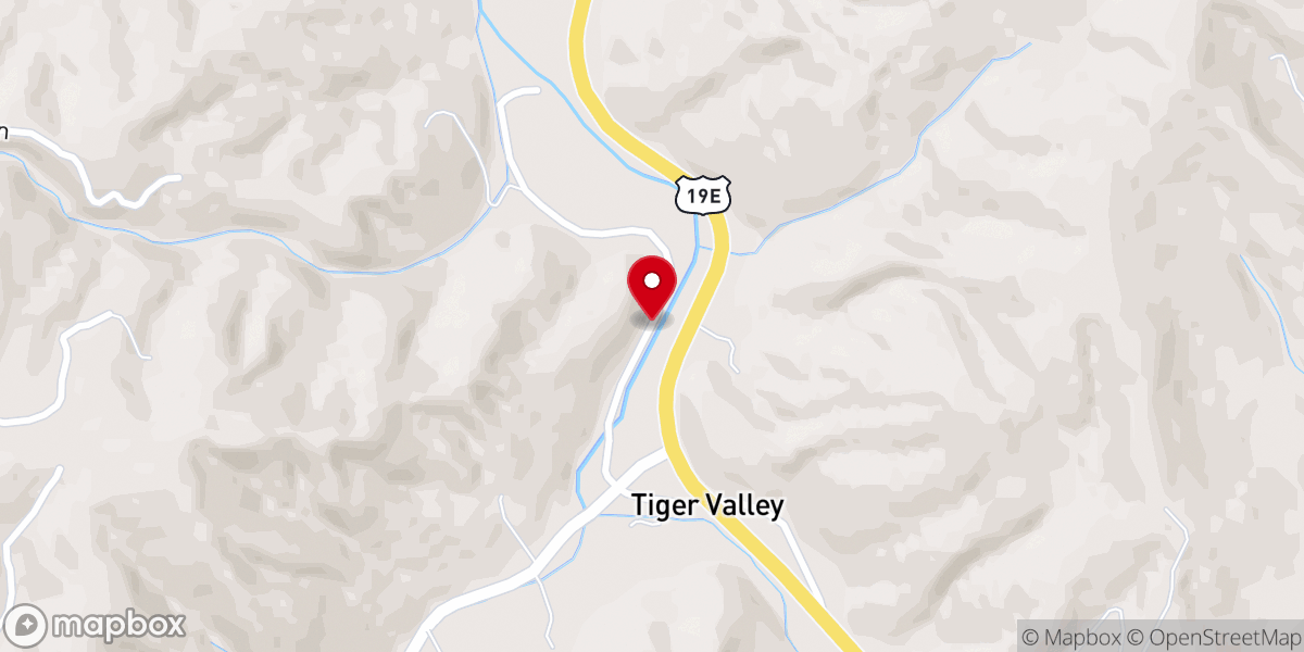 Map showing location of Little Doe River Church
