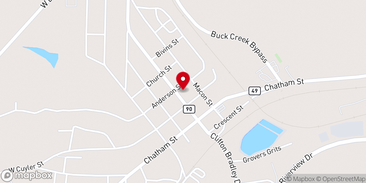 Map showing location of Oglethorpe Baptist Church