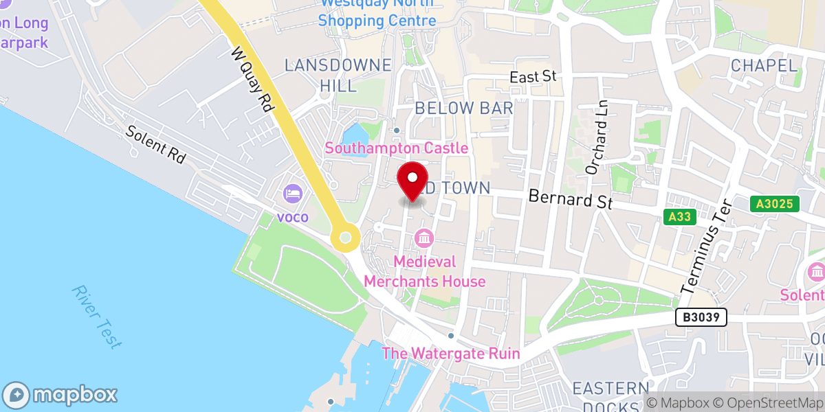 Map showing location of St Joseph’s Catholic Church, Southampton