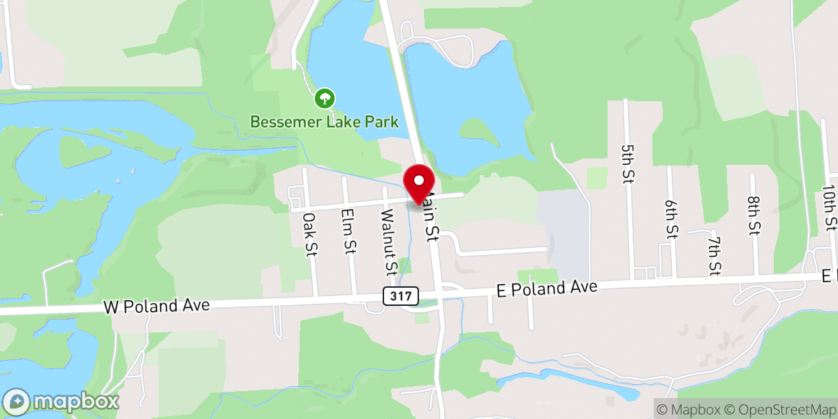 Map showing location of Bessemer Presbyterian Church